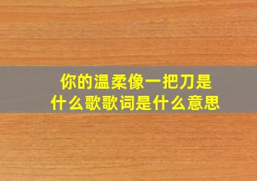 你的温柔像一把刀是什么歌歌词是什么意思