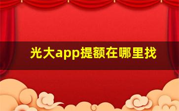 光大app提额在哪里找