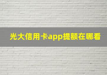 光大信用卡app提额在哪看