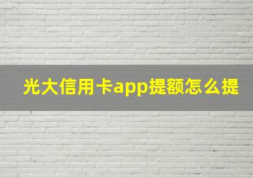 光大信用卡app提额怎么提