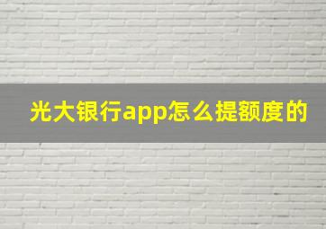 光大银行app怎么提额度的