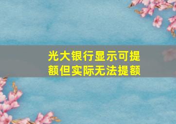 光大银行显示可提额但实际无法提额