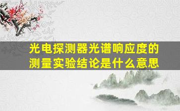 光电探测器光谱响应度的测量实验结论是什么意思