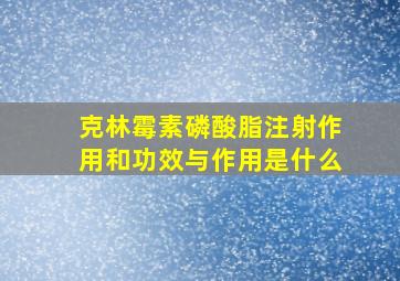 克林霉素磷酸脂注射作用和功效与作用是什么