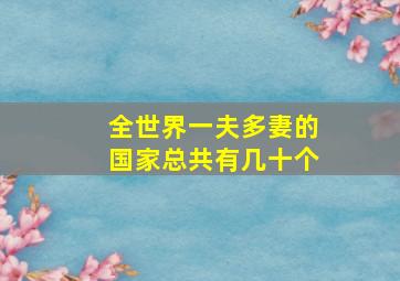 全世界一夫多妻的国家总共有几十个