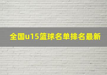 全国u15篮球名单排名最新