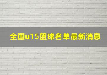 全国u15篮球名单最新消息