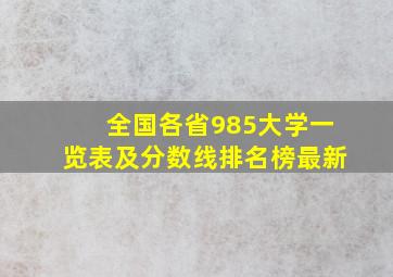 全国各省985大学一览表及分数线排名榜最新