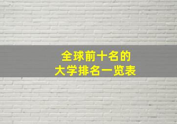 全球前十名的大学排名一览表