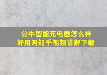 公牛智能充电器怎么样好用吗知乎视频讲解下载