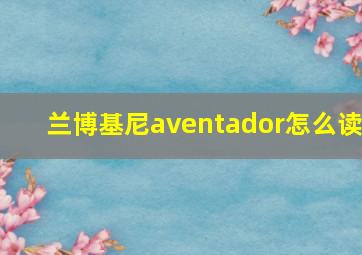 兰博基尼aventador怎么读