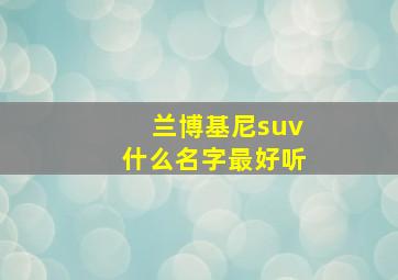 兰博基尼suv什么名字最好听