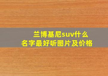 兰博基尼suv什么名字最好听图片及价格