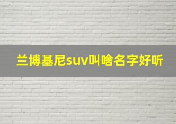 兰博基尼suv叫啥名字好听