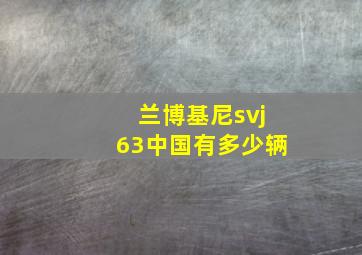 兰博基尼svj63中国有多少辆