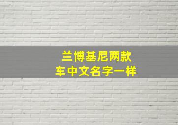 兰博基尼两款车中文名字一样