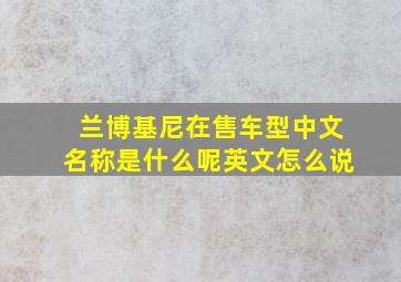 兰博基尼在售车型中文名称是什么呢英文怎么说