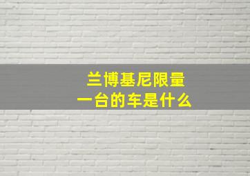 兰博基尼限量一台的车是什么