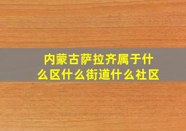 内蒙古萨拉齐属于什么区什么街道什么社区