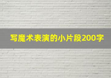 写魔术表演的小片段200字