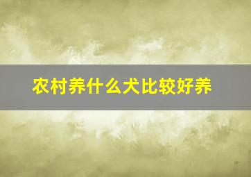 农村养什么犬比较好养