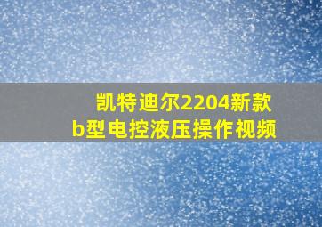 凯特迪尔2204新款b型电控液压操作视频