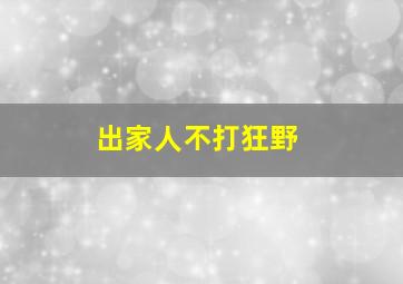 出家人不打狂野