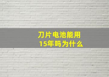 刀片电池能用15年吗为什么