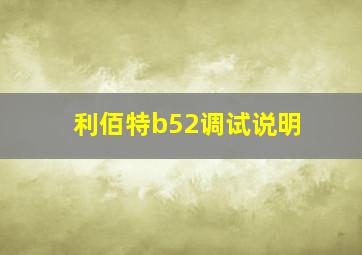 利佰特b52调试说明