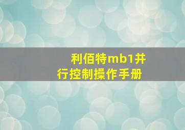 利佰特mb1并行控制操作手册