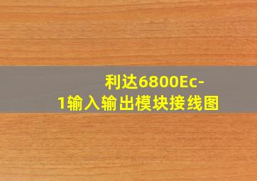 利达6800Ec-1输入输出模块接线图