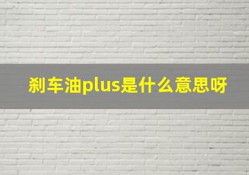 刹车油plus是什么意思呀