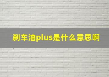 刹车油plus是什么意思啊