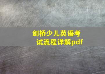 剑桥少儿英语考试流程详解pdf