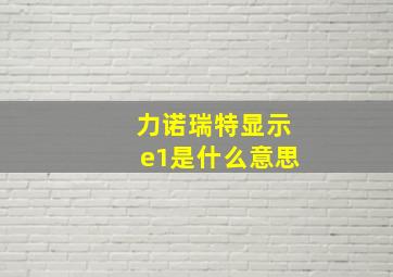 力诺瑞特显示e1是什么意思