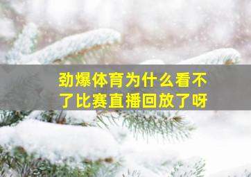 劲爆体育为什么看不了比赛直播回放了呀