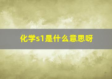 化学s1是什么意思呀