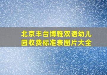 北京丰台博雅双语幼儿园收费标准表图片大全