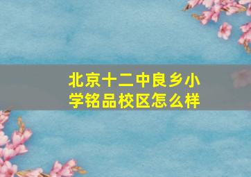 北京十二中良乡小学铭品校区怎么样