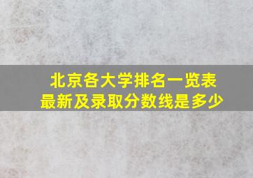 北京各大学排名一览表最新及录取分数线是多少