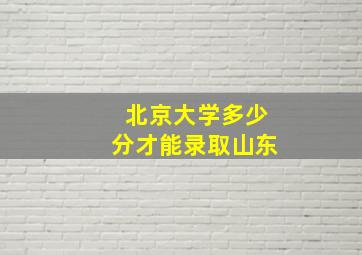 北京大学多少分才能录取山东