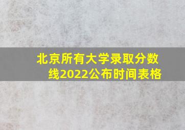 北京所有大学录取分数线2022公布时间表格