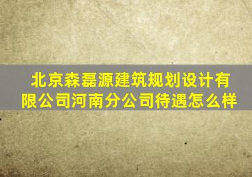 北京森磊源建筑规划设计有限公司河南分公司待遇怎么样