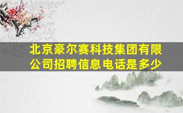 北京豪尔赛科技集团有限公司招聘信息电话是多少