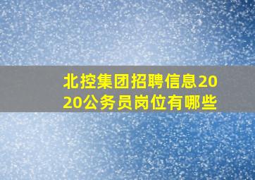 北控集团招聘信息2020公务员岗位有哪些