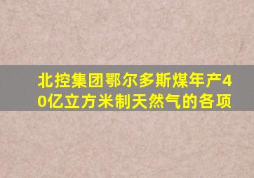 北控集团鄂尔多斯煤年产40亿立方米制天然气的各项