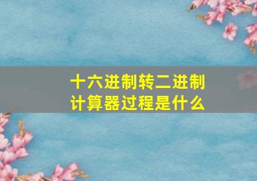 十六进制转二进制计算器过程是什么