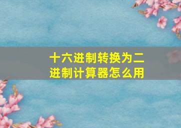 十六进制转换为二进制计算器怎么用