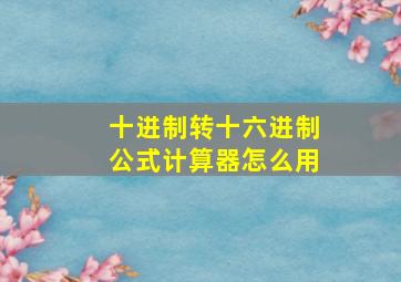 十进制转十六进制公式计算器怎么用