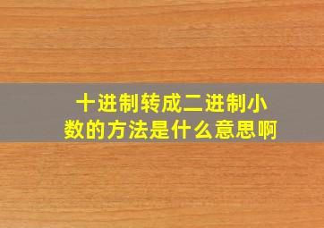 十进制转成二进制小数的方法是什么意思啊